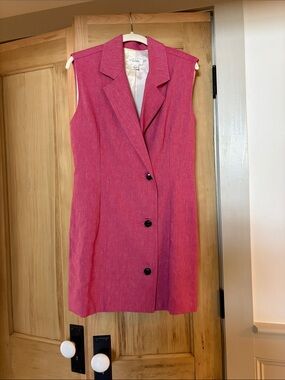 Sleeveless Pink Button Front Shift Dress